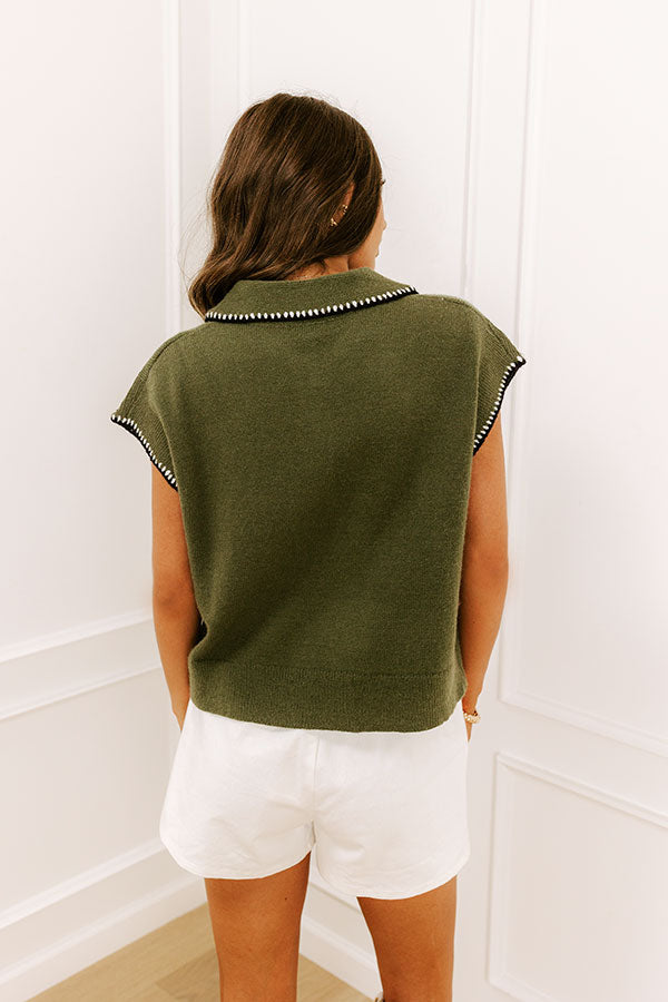 Bistro Cutie Knit Top in Olive