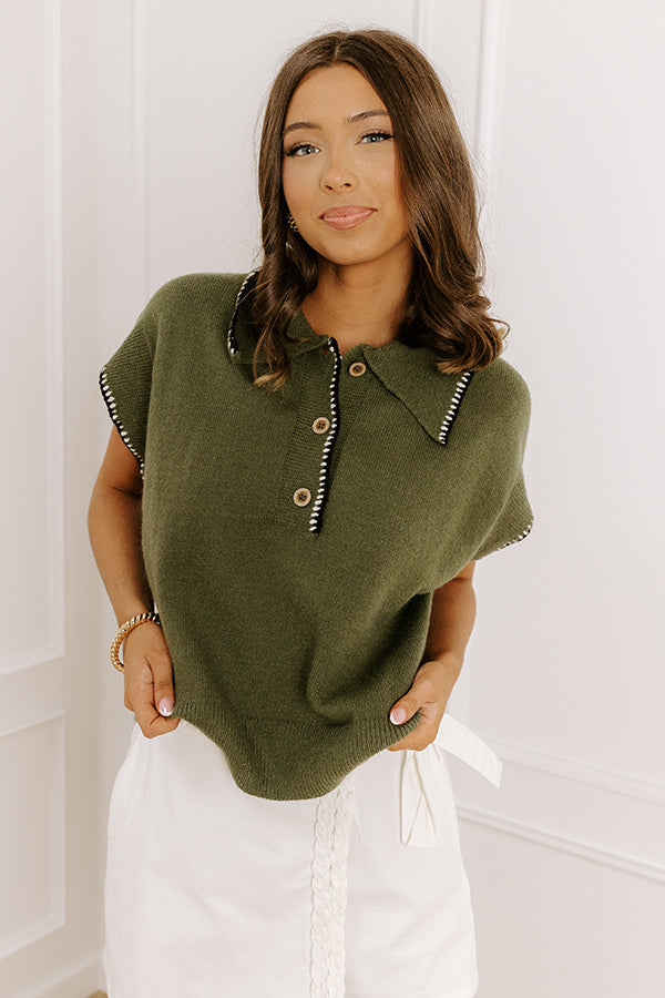 Bistro Cutie Knit Top in Olive