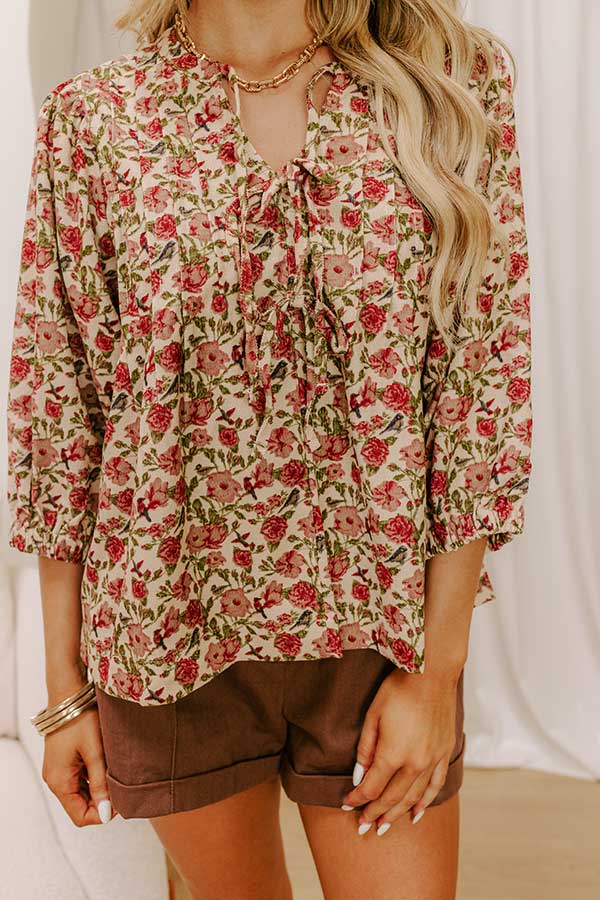 Falling Leaves Floral Corduroy Top