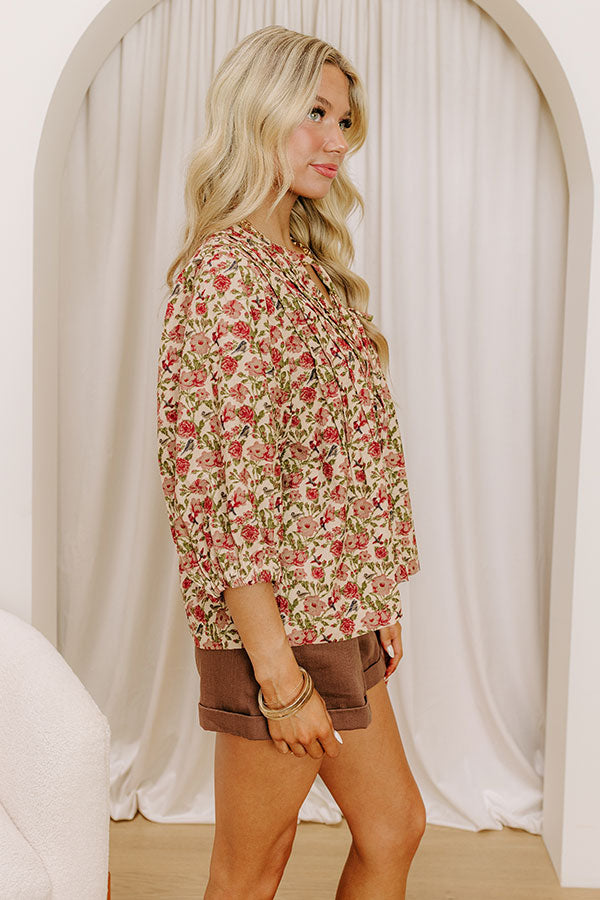 Falling Leaves Floral Corduroy Top
