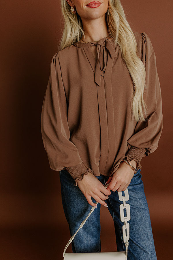 Soho Sophisticate Shift Top in Mocha
