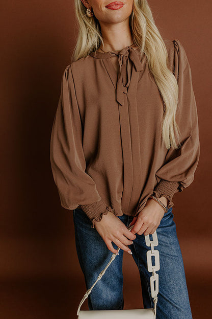 Soho Sophisticate Shift Top in Mocha