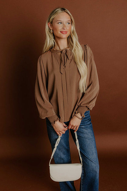 Soho Sophisticate Shift Top in Mocha