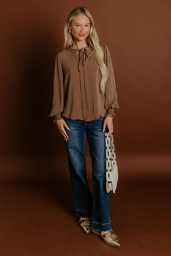 Soho Sophisticate Shift Top in Mocha