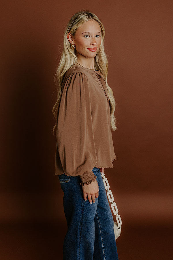 Soho Sophisticate Shift Top in Mocha