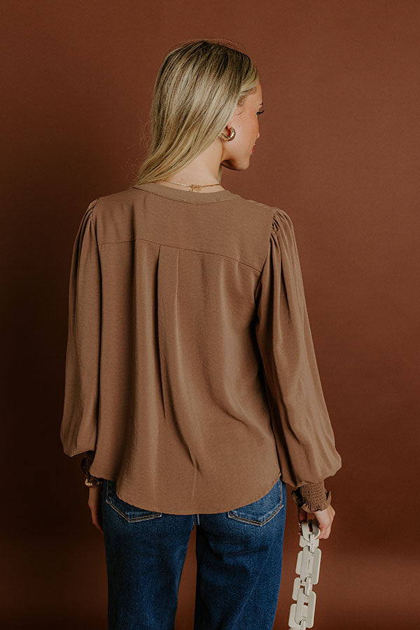 Soho Sophisticate Shift Top in Mocha