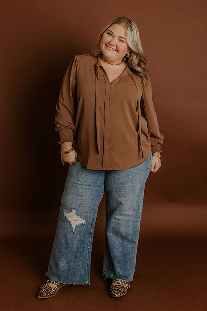 Soho Sophisticate Shift Top in Mocha Curves