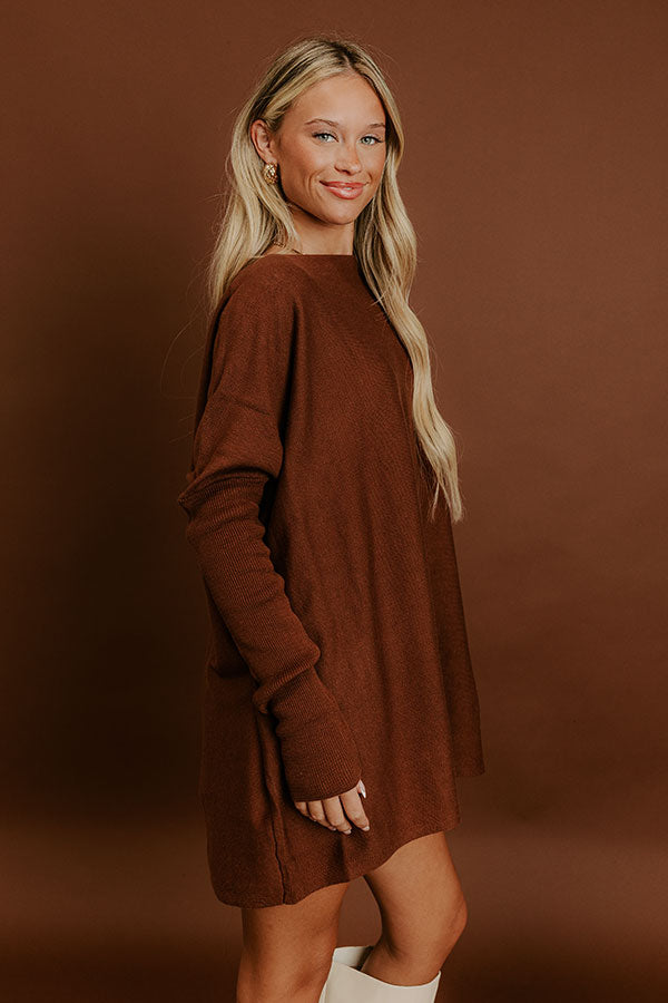 Simply Cozy Knit Sweater Top in Chocolate