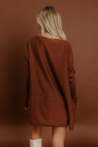 Simply Cozy Knit Sweater Top in Chocolate