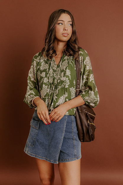 Simply Charming Floral Top in Olive
