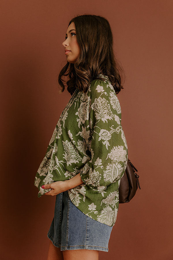 Simply Charming Floral Top in Olive