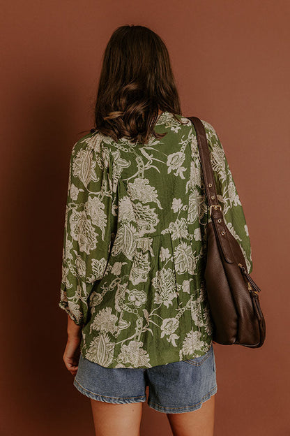Simply Charming Floral Top in Olive