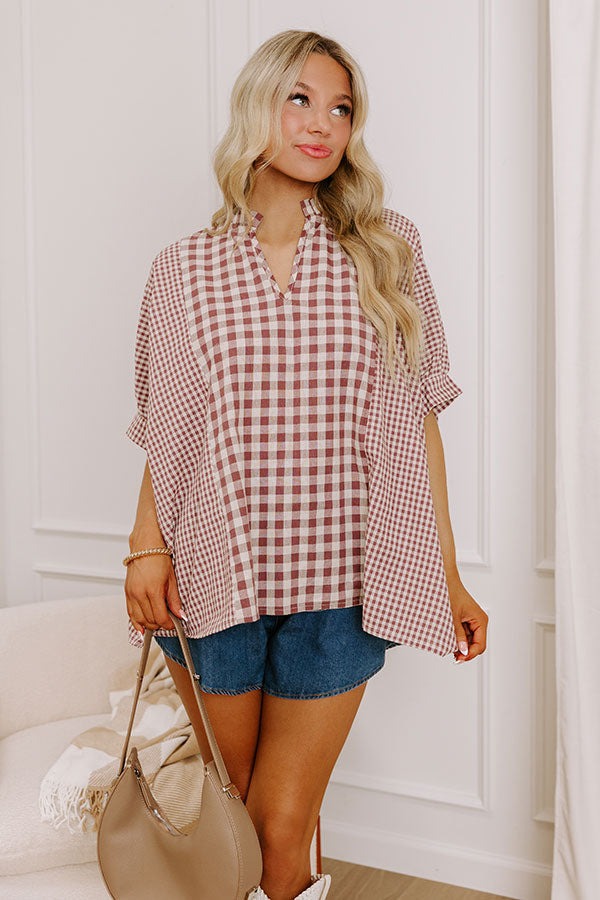 Charming Views Oversized Gingham Top in Purple