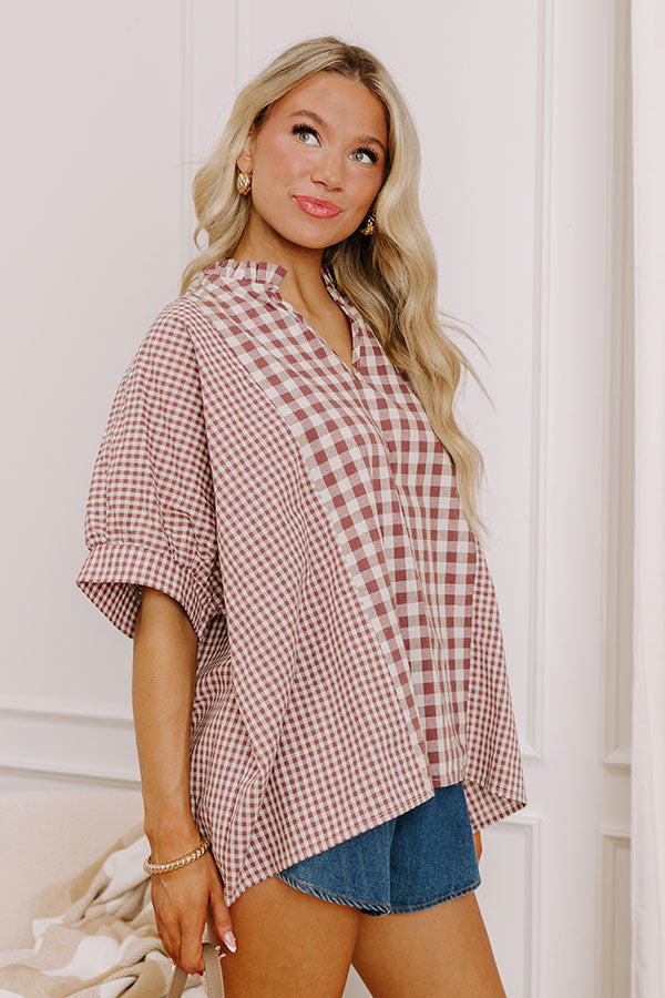 Charming Views Oversized Gingham Top in Purple