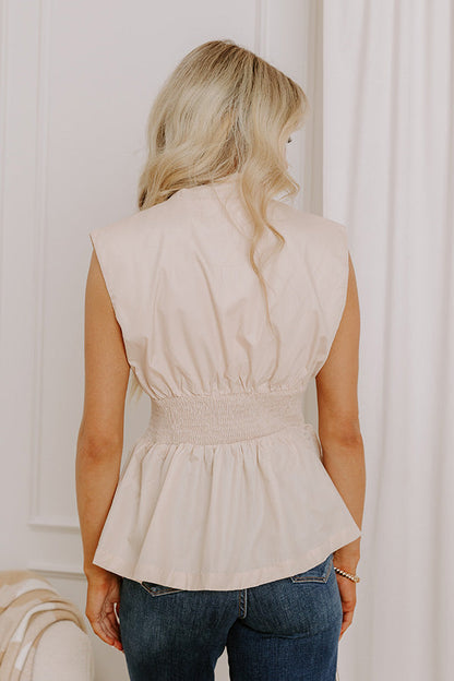 Chic Ensemble Peplum Top in French Vanilla