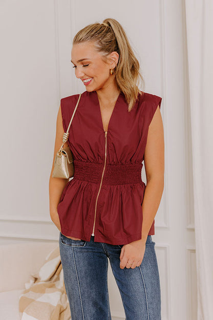Chic Ensemble Peplum Top in Wine