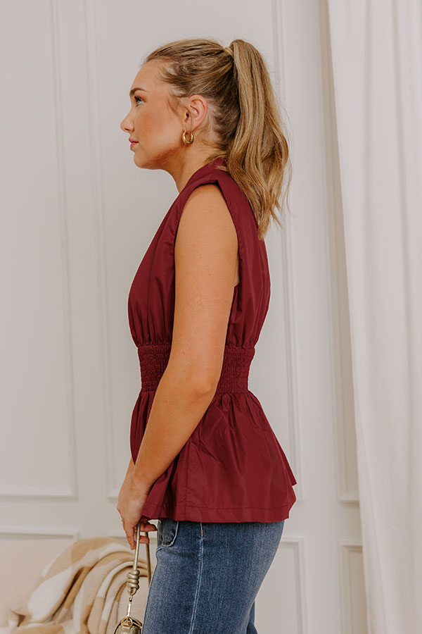 Chic Ensemble Peplum Top in Wine