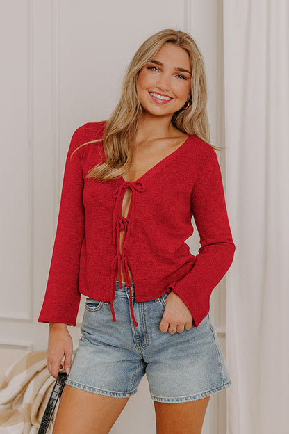 Kind Heart Front Tie Knit Top