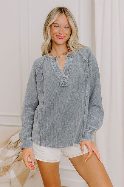 Easy Days Ribbed Top in Slate