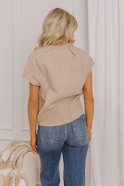 Hayride Cutie Knit Sweater Top in Iced Latte