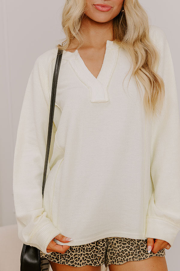 Easy Days Ribbed Top in Light Yellow