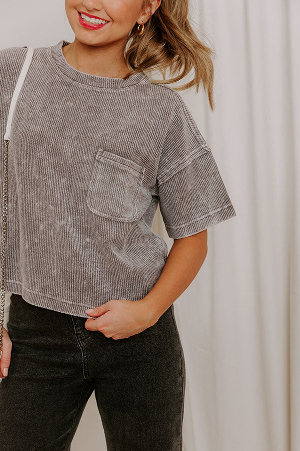 Daily Comfort Vintage Wash Ribbed Tee in Grey