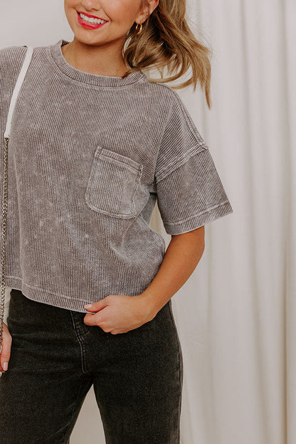 Daily Comfort Vintage Wash Ribbed Tee in Grey