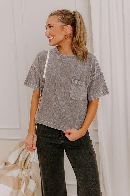 Daily Comfort Vintage Wash Ribbed Tee in Grey