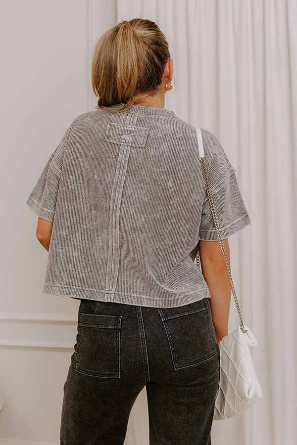 Daily Comfort Vintage Wash Ribbed Tee in Grey