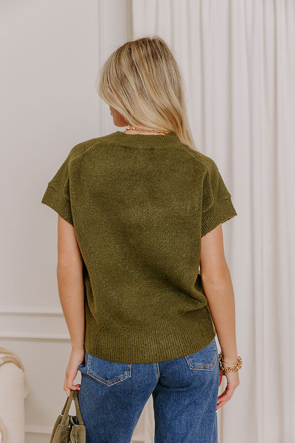 Hayride Cutie Knit Sweater Top in Olive