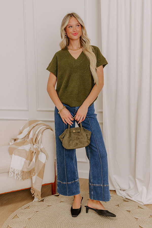 Hayride Cutie Knit Sweater Top in Olive