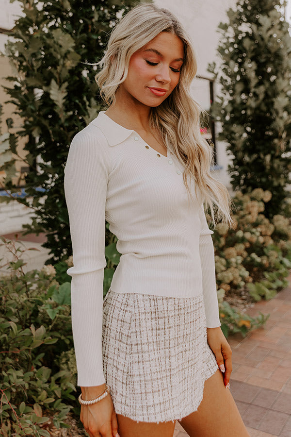 Easy To Style Ribbed Henley Top in Cream