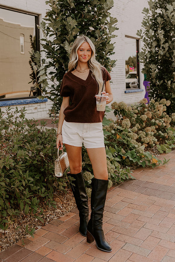 Hayride Cutie Knit Sweater Top in Chestnut