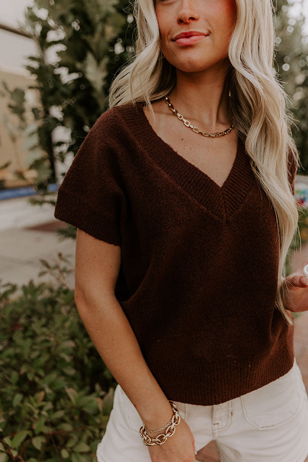 Hayride Cutie Knit Sweater Top in Chestnut