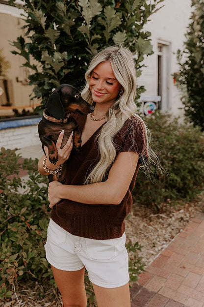 Hayride Cutie Knit Sweater Top in Chestnut
