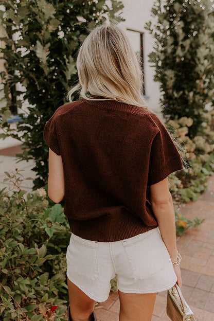 Hayride Cutie Knit Sweater Top in Chestnut