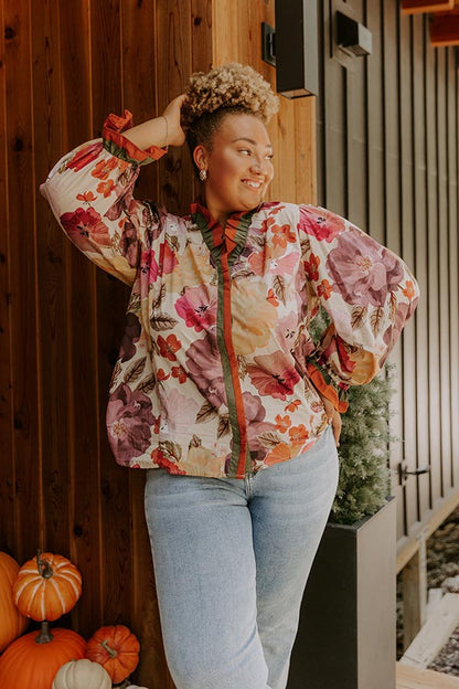 Autumn In Bloom Button Down Top Curves