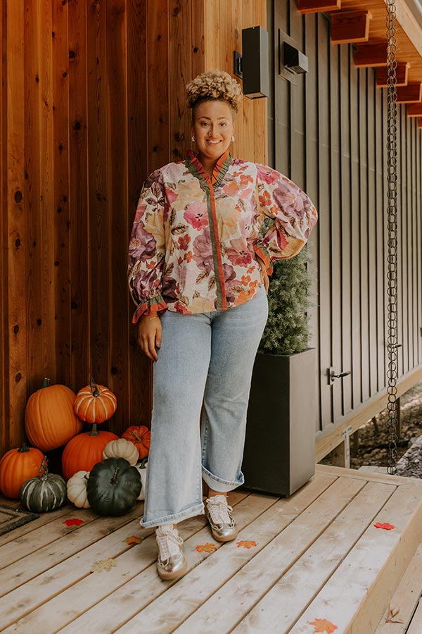 Autumn In Bloom Button Down Top Curves