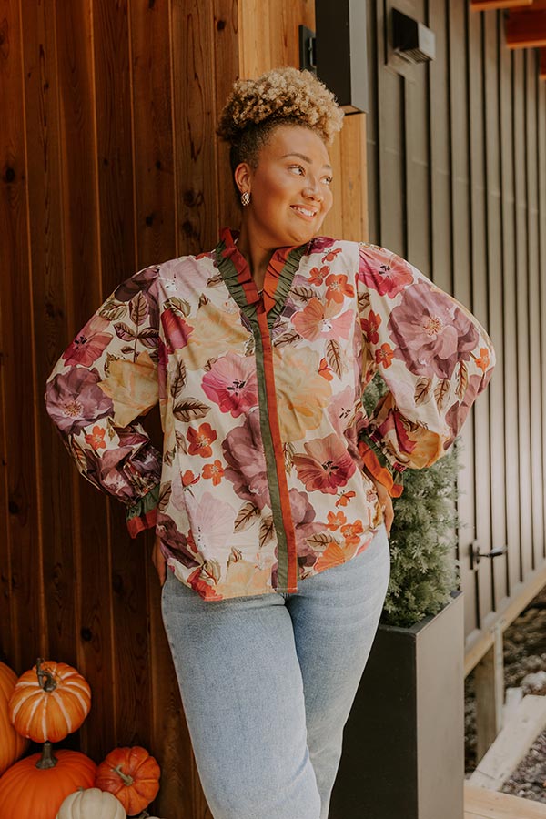 Autumn In Bloom Button Down Top Curves