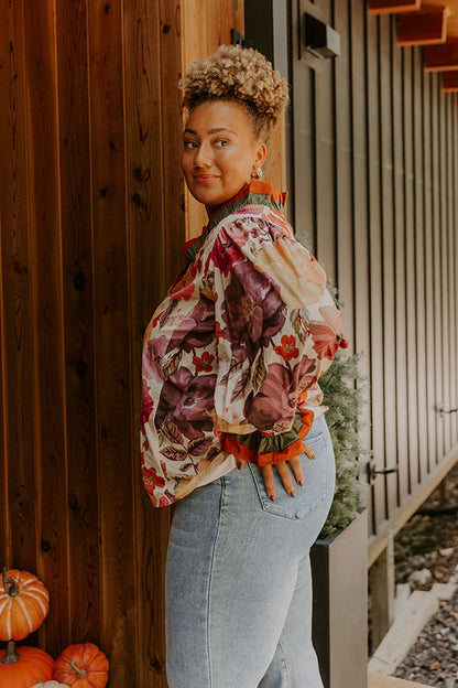 Autumn In Bloom Button Down Top Curves