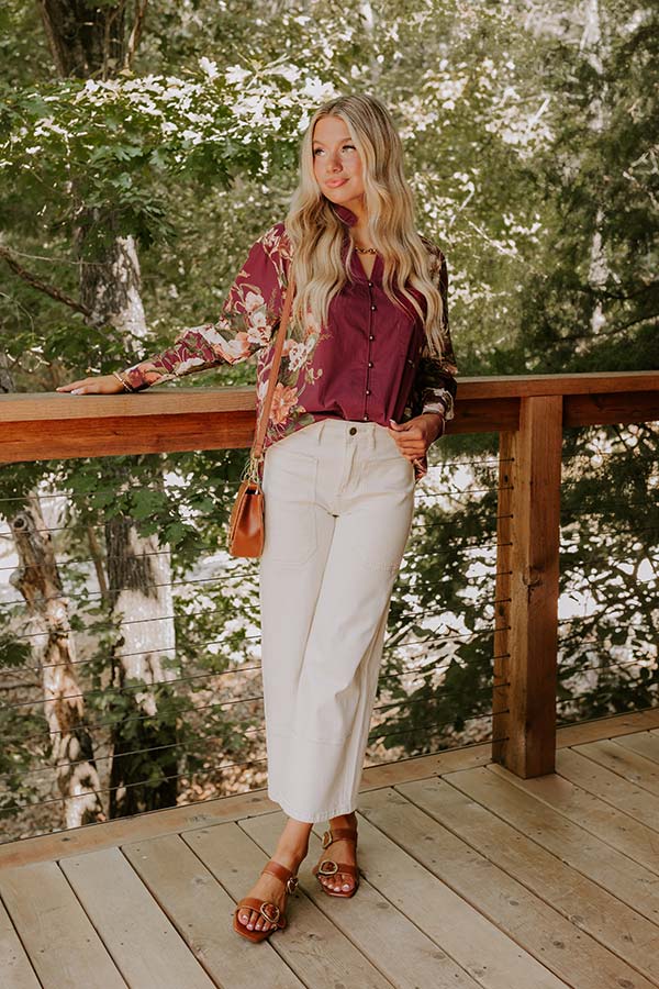 Uptown Poise Floral Top in Wine