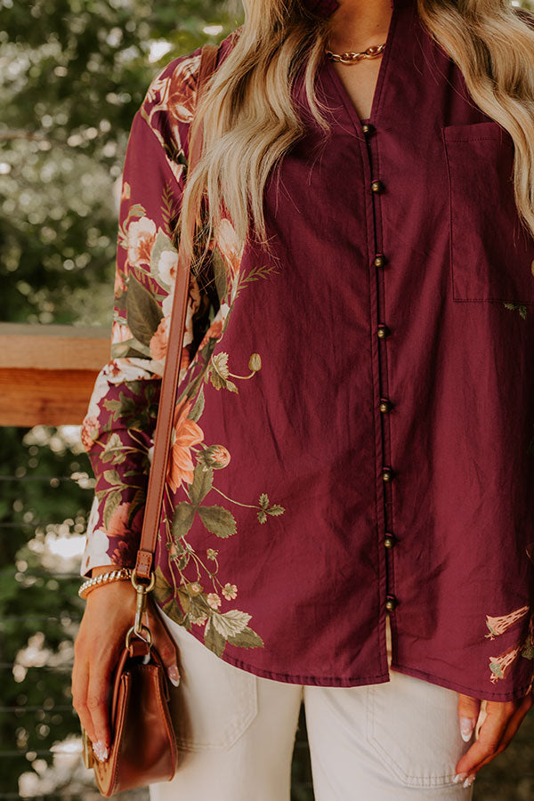 Uptown Poise Floral Top in Wine