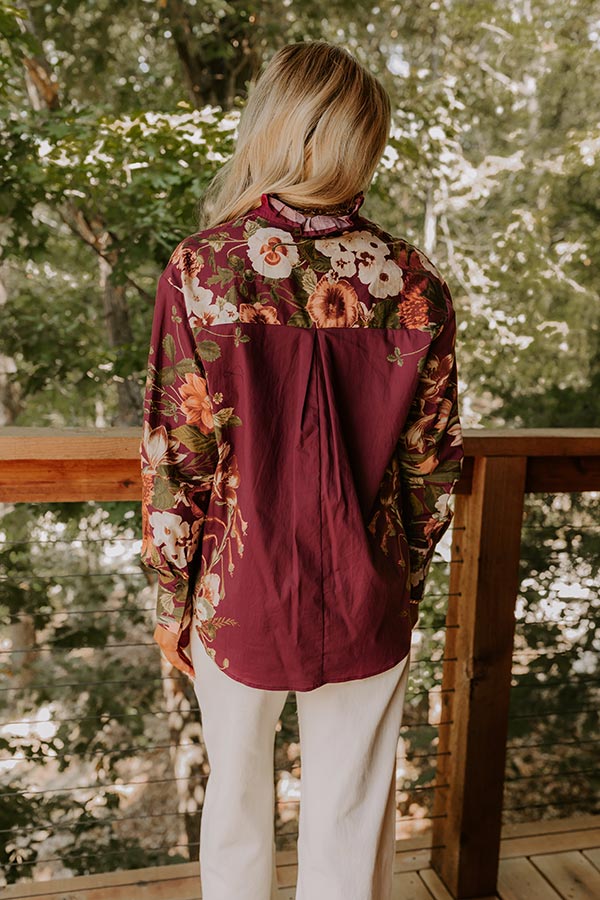 Uptown Poise Floral Top in Wine