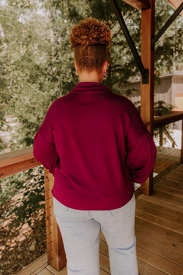 Sweet Energy Knit Top in Merlot Curves
