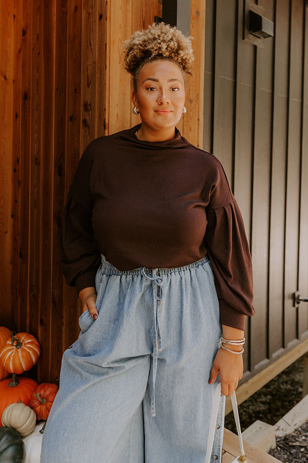 Sweet Energy Knit Top in Chestnut Curves