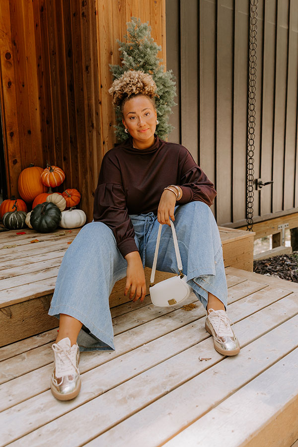 Sweet Energy Knit Top in Chestnut Curves