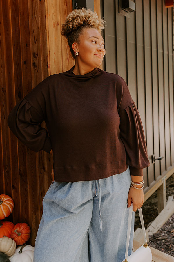 Sweet Energy Knit Top in Chestnut Curves