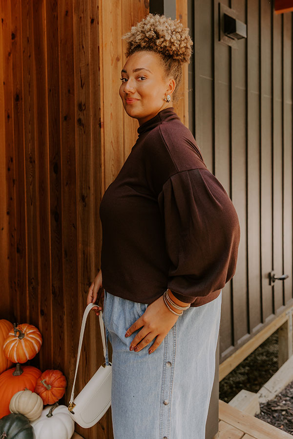 Sweet Energy Knit Top in Chestnut Curves