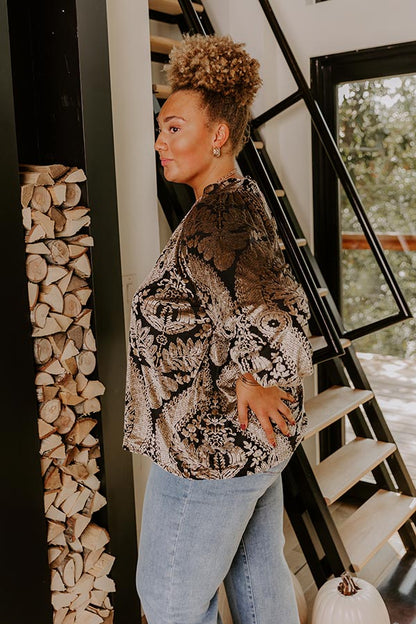 Champagne Fizz Floral Velvet Burnout Top Curves