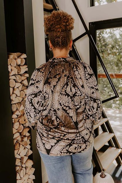 Champagne Fizz Floral Velvet Burnout Top Curves